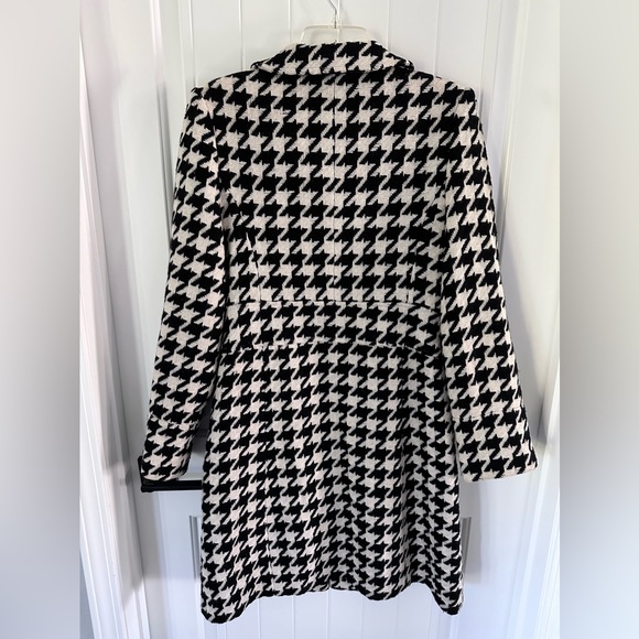 Houndstooth long wool blend jacket Sz M - Picture 4 of 11